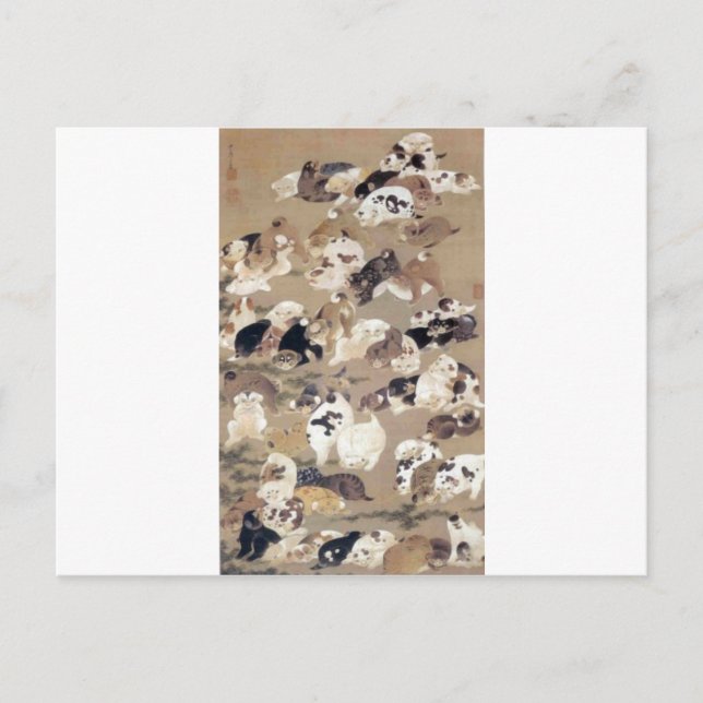 100 Hunde von Ito Jakuchu Postkarte (Vorderseite)