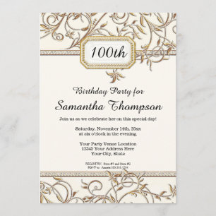 100. Hundertster Glam Old Hollywood Regency Party Einladung