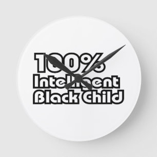 100 % Intelligentes schwarzes Kind Runde Wanduhr