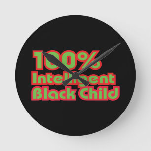 100 % Intelligentes schwarzes Kind Runde Wanduhr