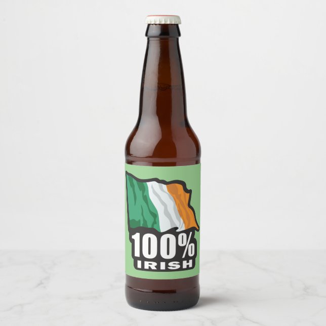 100 % irisch bierflaschenetikett (Vorderseite)