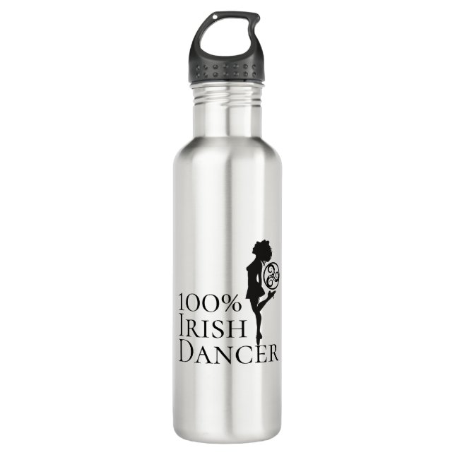100% Irish Dancer Hard Shoe Celtic Triskele Dance Edelstahlflasche (Vorderseite)