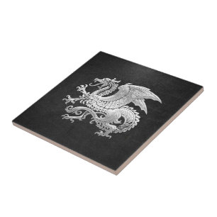[100] Isländischer Drache, Landvættir [Silber] Fliese