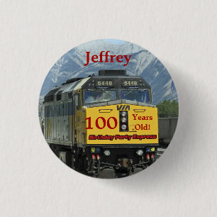 100 Jahre alt, Eisenbahn - Birthday Button Button