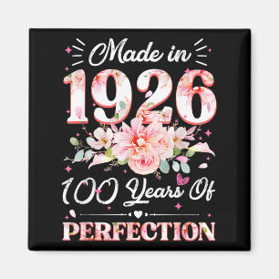 100 Jahre alt Hergestellt 1926 Floral 100. Geburts Magnet