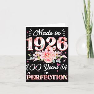 100 Jahre alt Hergestellt im Jahr 1926 Floral 100. Karte