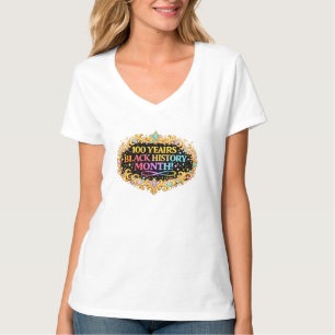 100 Jahre Black History V-Ausschnitt T-Shirt