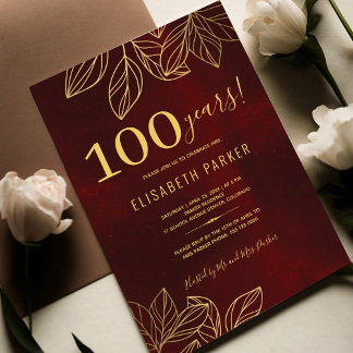 100 Jahre elegante 100. Geburtstagsparty Einladung