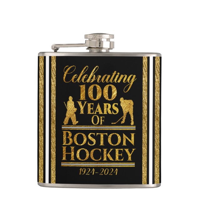 100 Jahre Hockey in Boston Flachmann (Vorderseite)