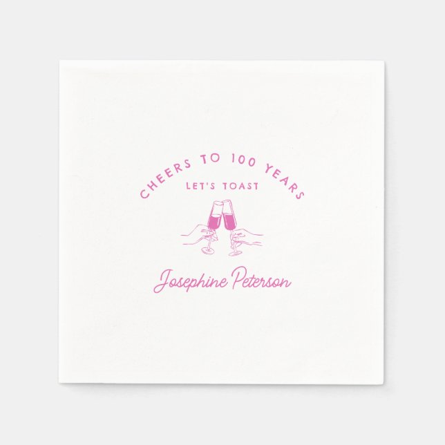 100 Jahre Pink 100. Geburtstag Custom Serviette (Vorderseite)