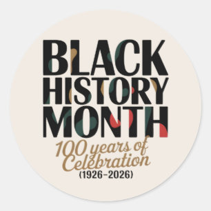 100-Jahres-Feier Black History Month 2026 Runder Aufkleber