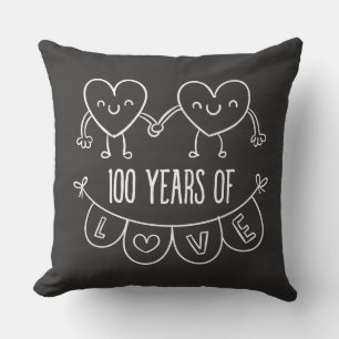 100. Jubiläum Geschenk Chalk Herzen Kissen