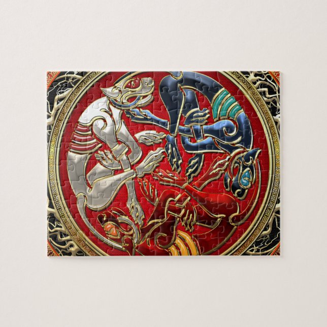 [100] Keltische Schätze - Drei Hunde auf Gold (Horizontal)