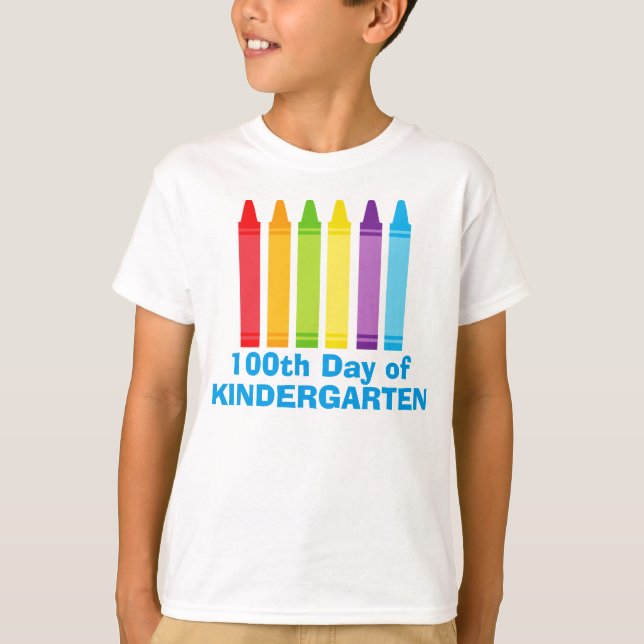 100. Kindergarten Niedlich Crayon Kinder T-Shirt (Vorderseite)