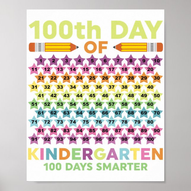 100. Kindergarten Smarter Kid Student Teac Poster (Vorne)
