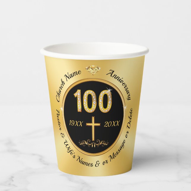 100. Kirchenjubiläum, Papierkämmen, PERSONALISIERT Pappbecher (Vorderseite)