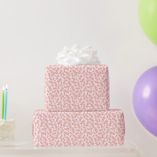 100. Korallen/Weißes Zufallszahlenmuster Klein Geschenkpapier