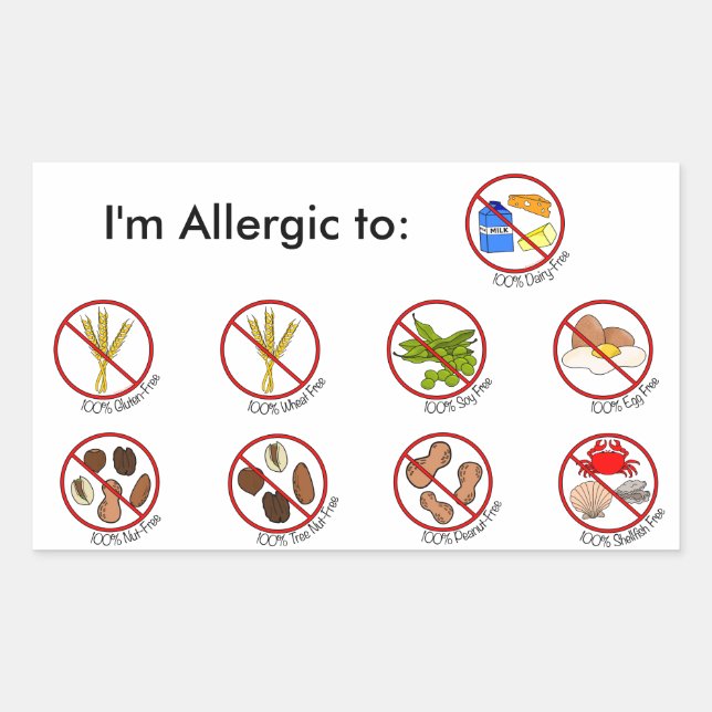 100% Lebensmittelallergie kostenlos - Wählen Sie I Rechteckiger Aufkleber (Vorderseite)