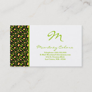 100 Lime Green Cheetah Print Business Card Visitenkarte