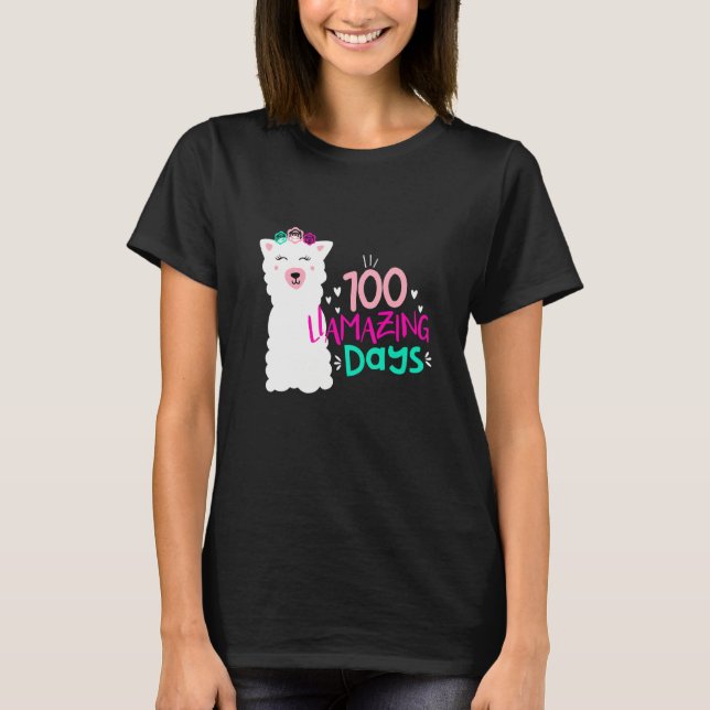 100 Llamazing Days 100 Days Of School Llama Vibes  T-Shirt (Vorderseite)
