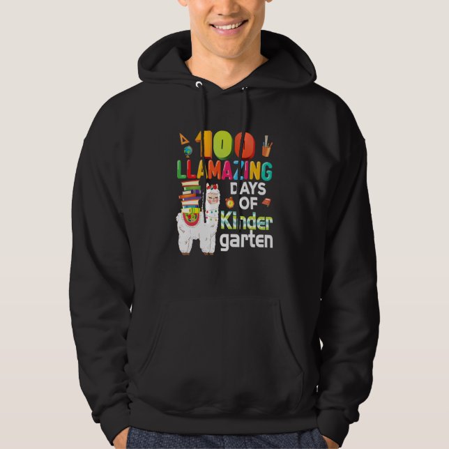 100 Llamazing Days Of Kindergarten 100th Day Llama Hoodie (Vorderseite)