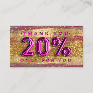 100 Logo QRCODE 20%OFF Code Gold Glitzer Rosa Visitenkarte
