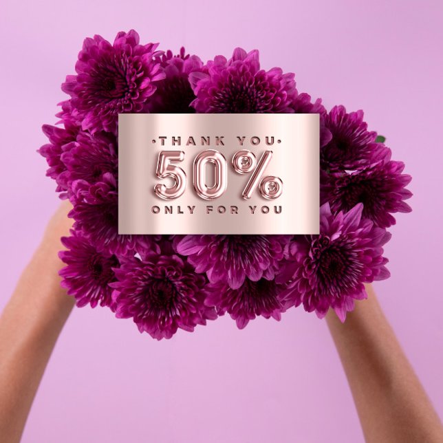 100 Logo QRCODE 50%OFF Code Rose Metal Pink Visitenkarte (100 Logo QRCODE 50%OFF Code Rose Metal Pink Business Card)