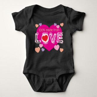 100% made from LOVE pink hearts Baby Strampler