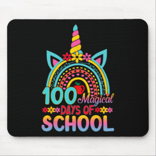 100 Magische Tage der Schule Unicorn Kopf 100. Tag Mousepad