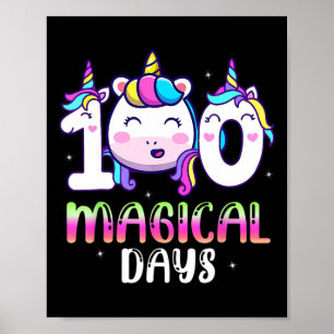100 magische Tage Mädchen Kinder 100. Schultag Poster
