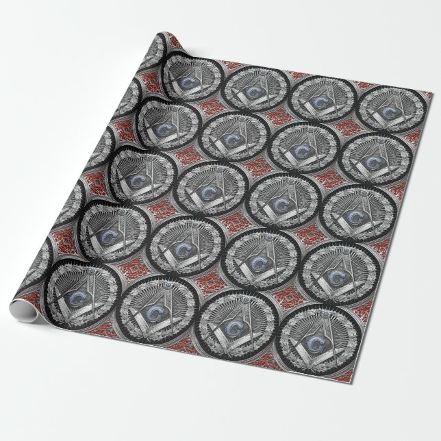 [100] Master Mason - Silver Square & Compasses Geschenkpapier (Ungerollt)