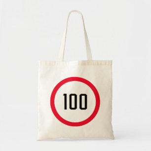 100 Max Speed Limit Red Sign   Budget Totbeutel Tragetasche