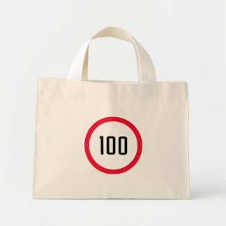 100 Max Speed Limit Red Sign | Tiny Tote Bag Mini Stoffbeutel