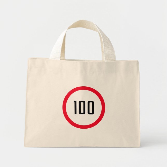 100 Max Speed Limit Red Sign | Tiny Tote Bag Mini Stoffbeutel (Vorne)
