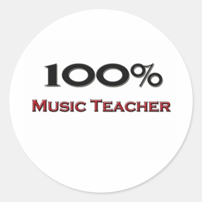 100 % Musiklehrer Runder Aufkleber (Vorderseite)