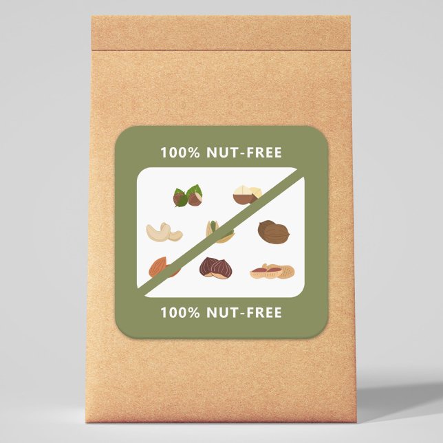 100 % Nussaufkleber Quadratischer Aufkleber (100% nut-free Sticker)