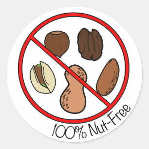 100 % Nut free (Baumnüsse und Erdnüsse) Runder Aufkleber