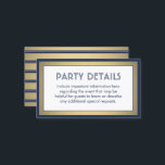 100 Pack Details Umschließung Navy Blue, White & G Visitenkarte<br><div class="desc">Kompliment marineblaue und goldene Party Einladungen und bieten wichtige Informationen für die Gäste mit eleganten passenden Einschließkarten. Alle Formulierungen auf dieser Vorlage sind einfach zu anpassen für jeden Anlass. Diese Karte enthält die Feste Details Ihrer Wahl wie Anfahrtsbeschreibung, Website, besondere Wünsche, Unterkünfte, Empfang, uAwg, etc. Das Design besticht durch eine...</div>