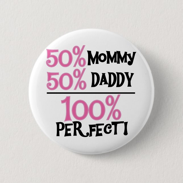 100% perfekt - rosa T-Shirts und Geschenke Button (Vorderseite)