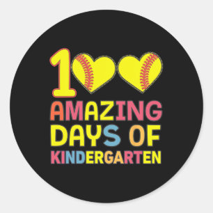 100 Phantastische Tage Kindergarten Softbyll Playe Runder Aufkleber
