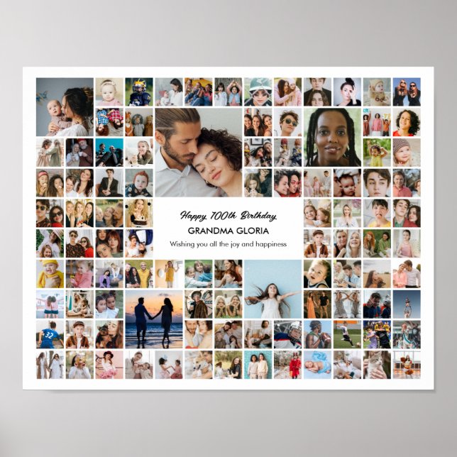 100 Pictures Photo Collage Personalized Gift Poster (Vorne)