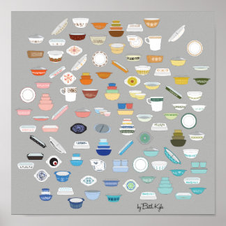 100 Pieces of Pyrex - Dark Gray Poster