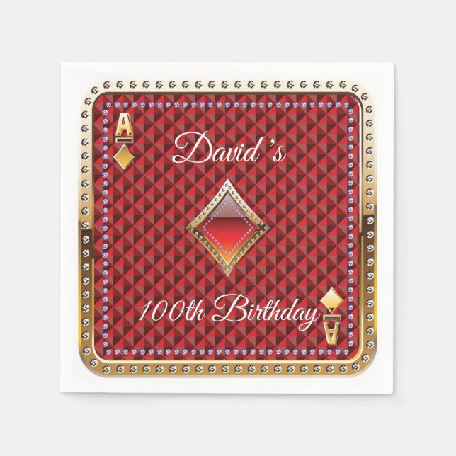 100. Poker Spielkarte Casino Serviette (Vorderseite)
