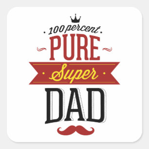 100 Prozent reiner Super-Vater Quadratischer Aufkleber