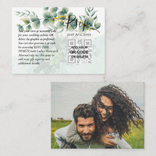 100 QR CODE WEDDING RSVP Greenery FOTO Umschließun Visitenkarte