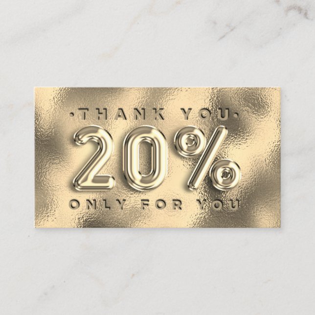 100 QRCODE 20%OFF Logo Gold Vielen Dank YOu Visitenkarte (Vorderseite)