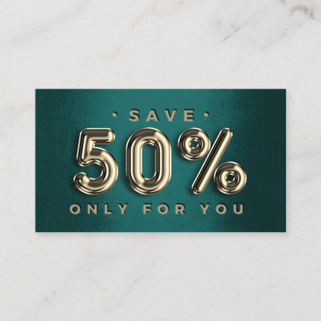 100 QRCODE 50%OFF Logo Green Gold Professio einfüh Visitenkarte (Vorderseite)