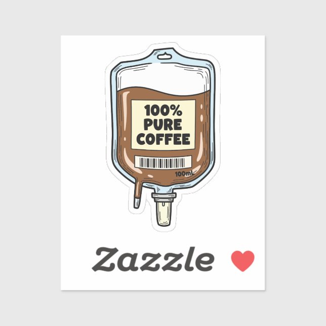 100% reiner Kaffee Aufkleber (Blatt)