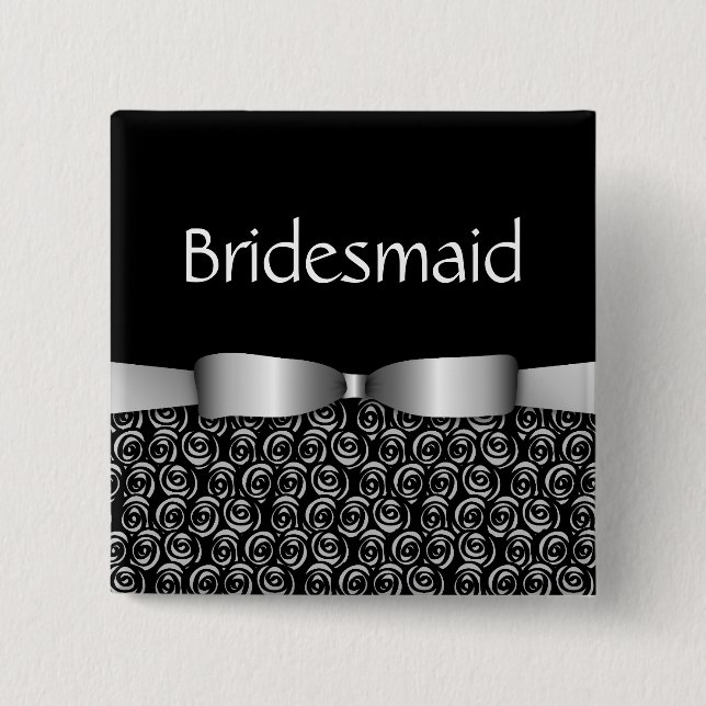 100 Rosetten, die Brautjungfern-Knöpfe - Silber Button (Vorderseite)