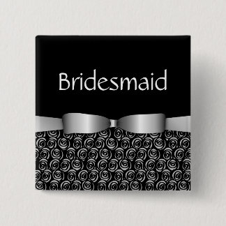 100 Rosetten, die Brautjungfern-Knöpfe - Silber Button